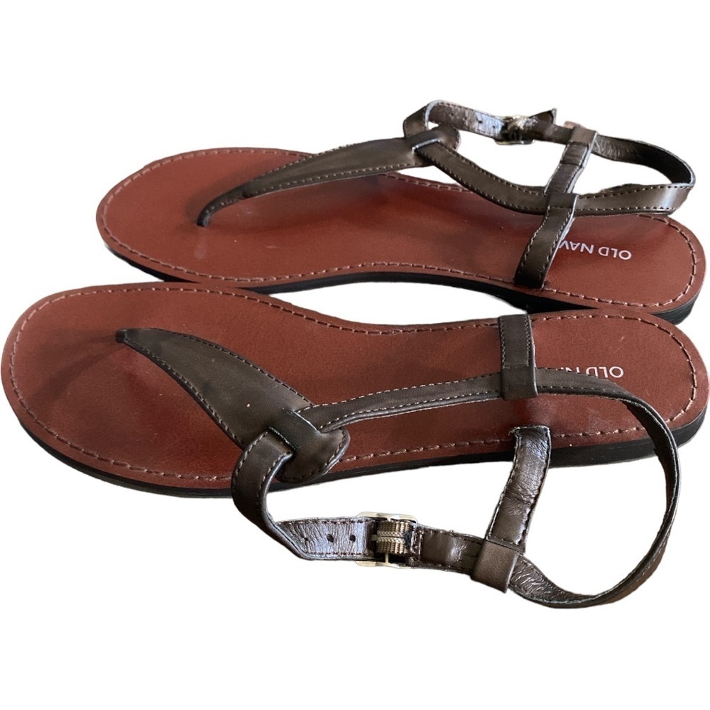 OLD Navy brown leather thong sandals size 9​ - Picture 2 of 3